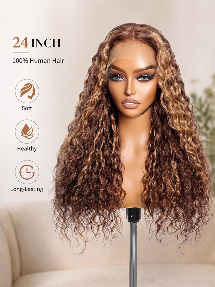 20"=$108 | Highlight Water Wave Wig 13x4 Lace Front Human Hair Wigs