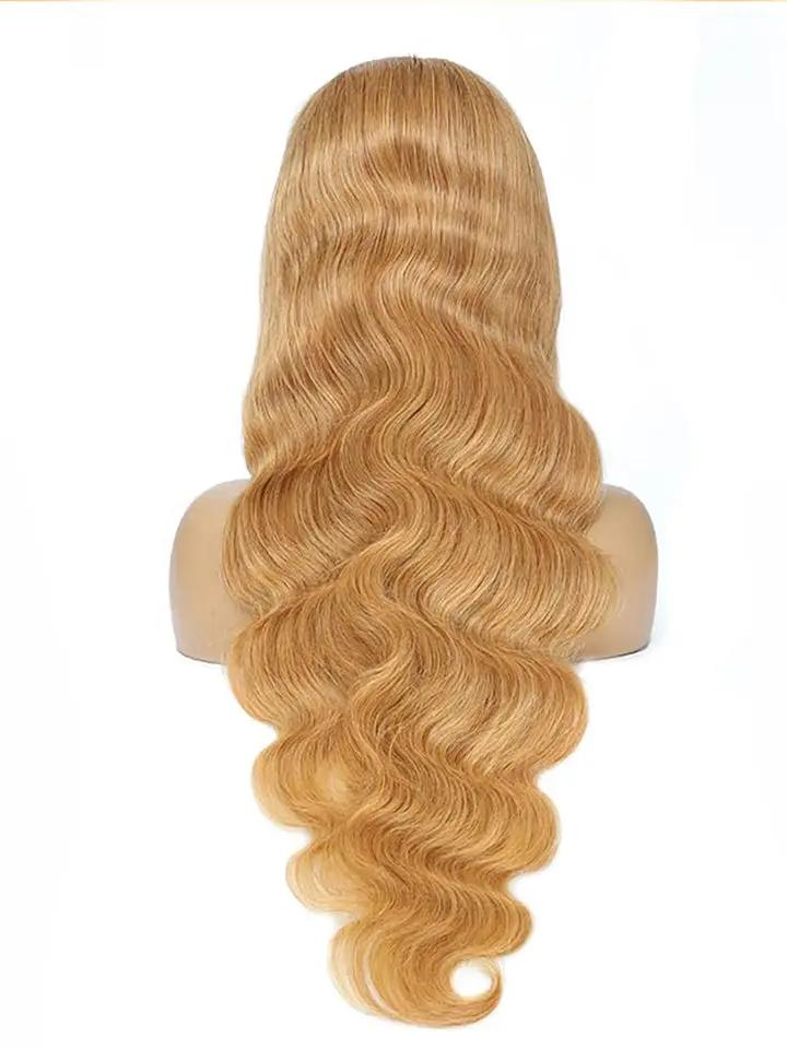 wigoutlets honey blonde body wave human hair wig back view