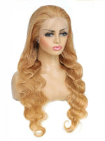 wigoutlets honey blonde body wave 13x4 lace front human hair wig front view