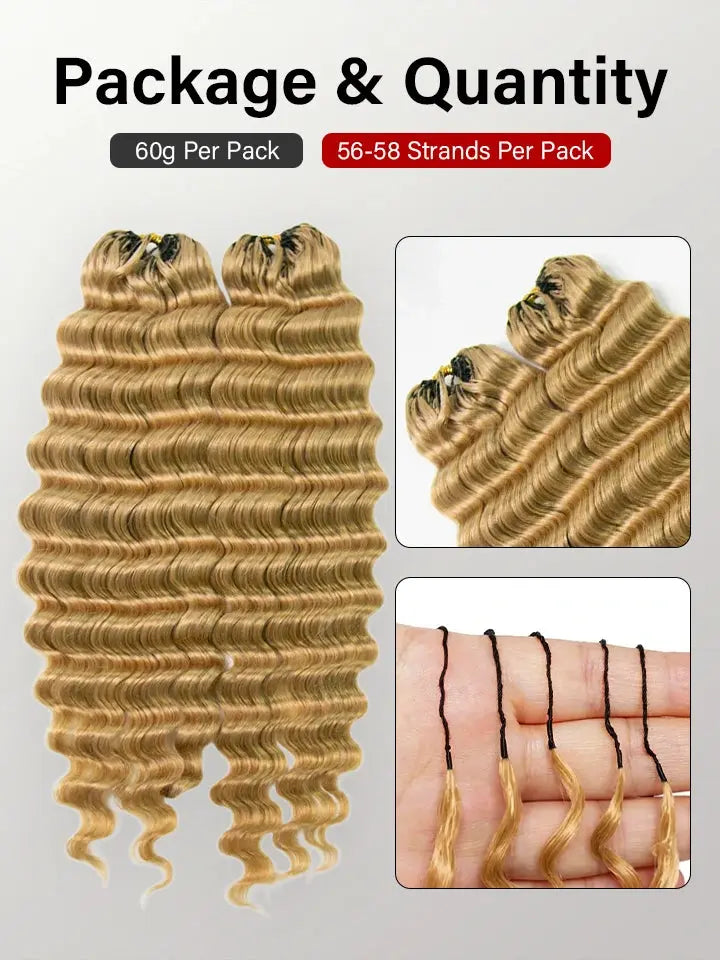 Honey Blonde Crochet Hair Deep Wave Human Hair Extension