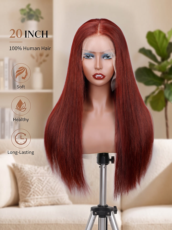 18"~30" Reddish brown Wig 13x4 & 13x6 Lace Front Straight Human Hair Wigs