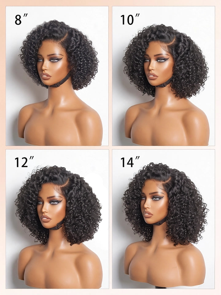 14" Kinky Curly Bob Wig 13x4 Lace Front Human Hair Wigs
