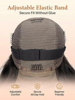 Back view of a wig with an adjustable elastic band and internal mesh cap from WigOutlets.com