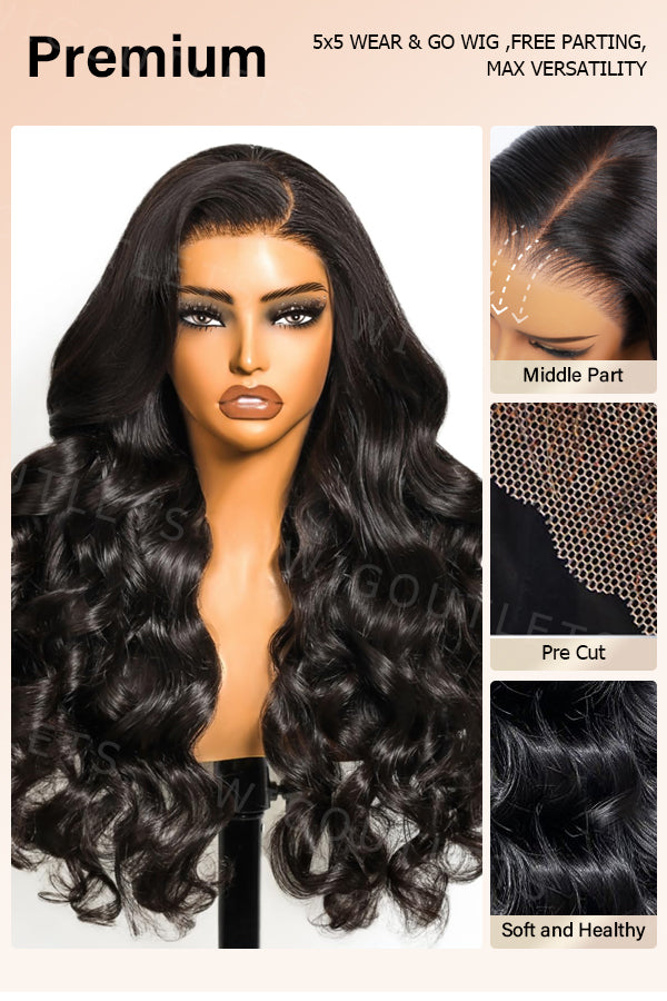 Wear & Go 5x5 Lace Glueless Wig Body Wave Human Hair Wigs
